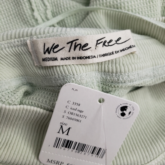 NWT Free People Fun Times Turtle Thermal Pullover, Iced Sage - Picture 5 of 9